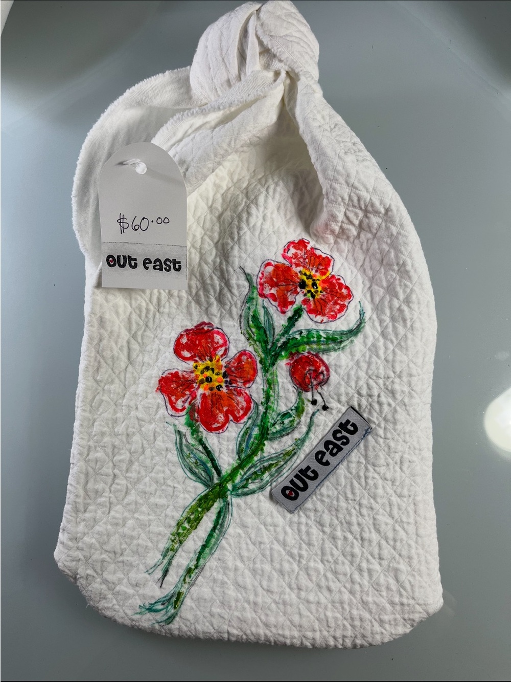 Out East White Floral Knot-Top Decorative Bag
